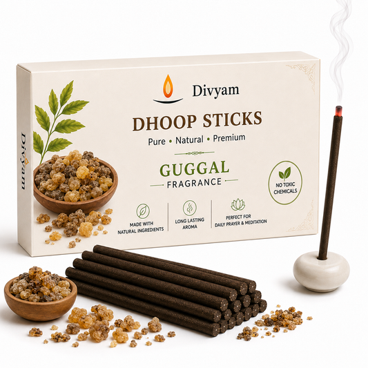 4 Inch Premium Dhoop Sticks With Ceramic Stand | Pure & Natural | Long Lasting Fragrance for Daily Pooja, Prayer & Meditation | 40 pieces